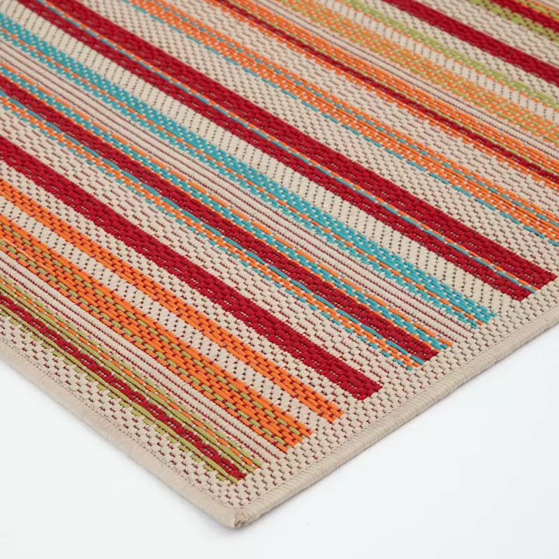 (E309) Scope Multicolor Striped Woven Indoor & Outdoor Area Rug, 5x7 5 (E309) Scope Multicolor Striped Woven Indoor & Outdoor Area Rug, 5x7 - Image 3