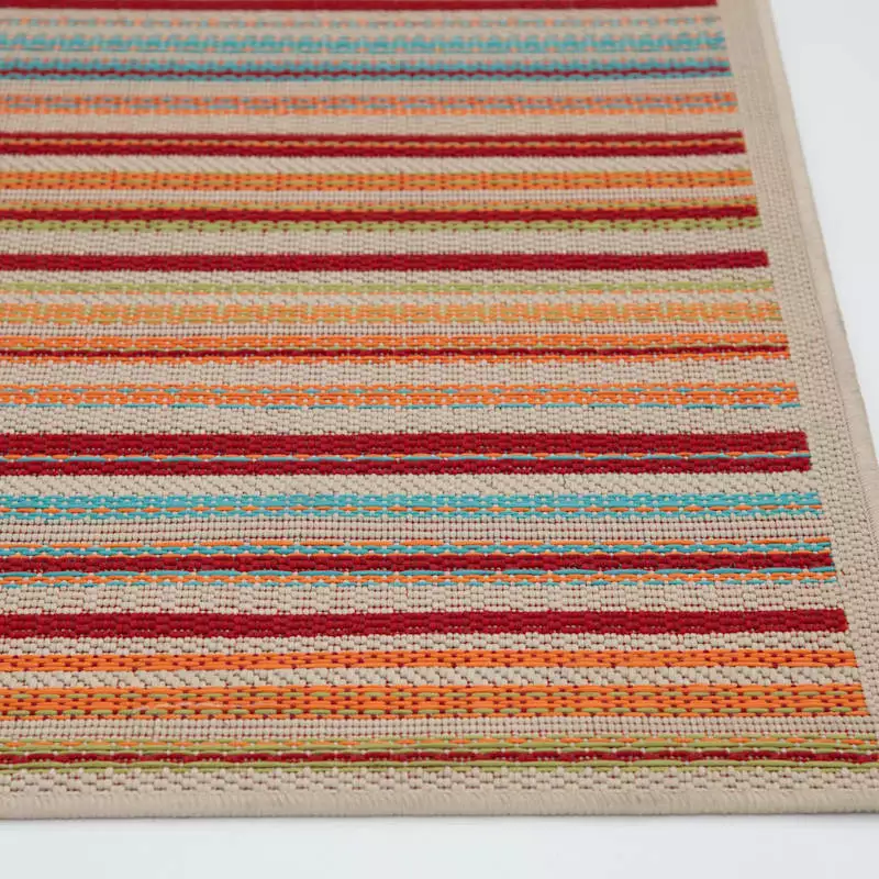 (E309) Scope Multicolor Striped Woven Indoor & Outdoor Area Rug, 5x7 6 (E309) Scope Multicolor Striped Woven Indoor & Outdoor Area Rug, 5x7 - Image 4