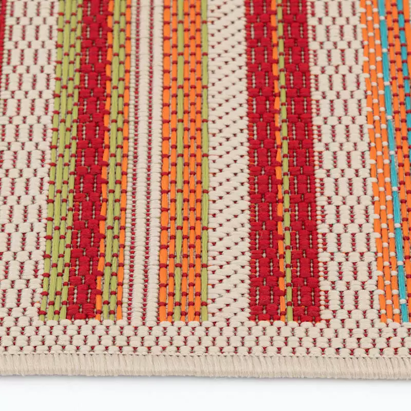 (E309) Scope Multicolor Striped Woven Indoor & Outdoor Area Rug, 5x7 8 (E309) Scope Multicolor Striped Woven Indoor & Outdoor Area Rug, 5x7 - Image 6