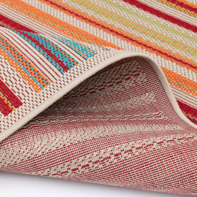 (E309) Scope Multicolor Striped Woven Indoor & Outdoor Area Rug, 5x7 9 (E309) Scope Multicolor Striped Woven Indoor & Outdoor Area Rug, 5x7 - Image 7