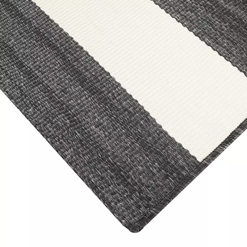 (E323) Asbury Black & White Striped Indoor & Outdoor Area Rug, 5x7 4 (E323) Asbury Black & White Striped Indoor & Outdoor Area Rug, 5x7 - Image 2