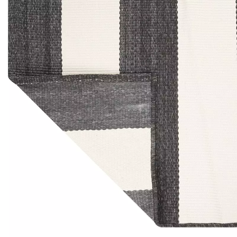 (E323) Asbury Black & White Striped Indoor & Outdoor Area Rug, 5x7 5 (E323) Asbury Black & White Striped Indoor & Outdoor Area Rug, 5x7 - Image 3