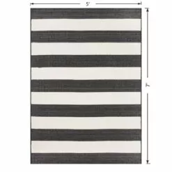 (E323) Asbury Black & White Striped Indoor & Outdoor Area Rug, 5x7 12 (E323) Asbury Black & White Striped Indoor & Outdoor Area Rug, 5x7 -Cosplay Shop e323 asbury black white striped indoor outdoor area rug 5x7 5