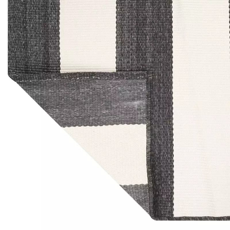 (E323) Asbury Black & White Striped Indoor & Outdoor Area Rug, 8x10 5 (E323) Asbury Black & White Striped Indoor & Outdoor Area Rug, 8x10 - Image 3