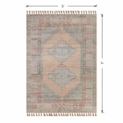 (E336) Honeybloom Anna Vintage Medallion Fringe Outdoor Area Rug, 5x7 -Cosplay Shop e336 honeybloom anna vintage medallion fringe outdoor area rug 5x7 5