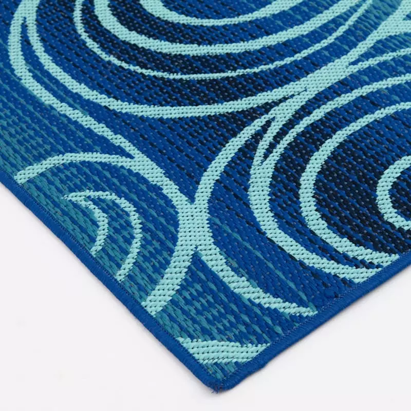 (E442) Scope Blue Wave Outdoor Area Rug, 5x7 5 (E442) Scope Blue Wave Outdoor Area Rug, 5x7 - Image 3