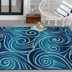 (E442) Scope Blue Wave Outdoor Area Rug, 5x7 15 (E442) Scope Blue Wave Outdoor Area Rug, 5x7 -Cosplay Shop e442 scope blue wave outdoor area rug 5x7 7