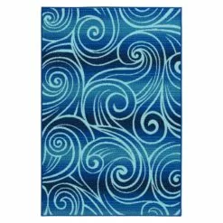 (E442) Scope Blue Wave Outdoor Area Rug, 8x10