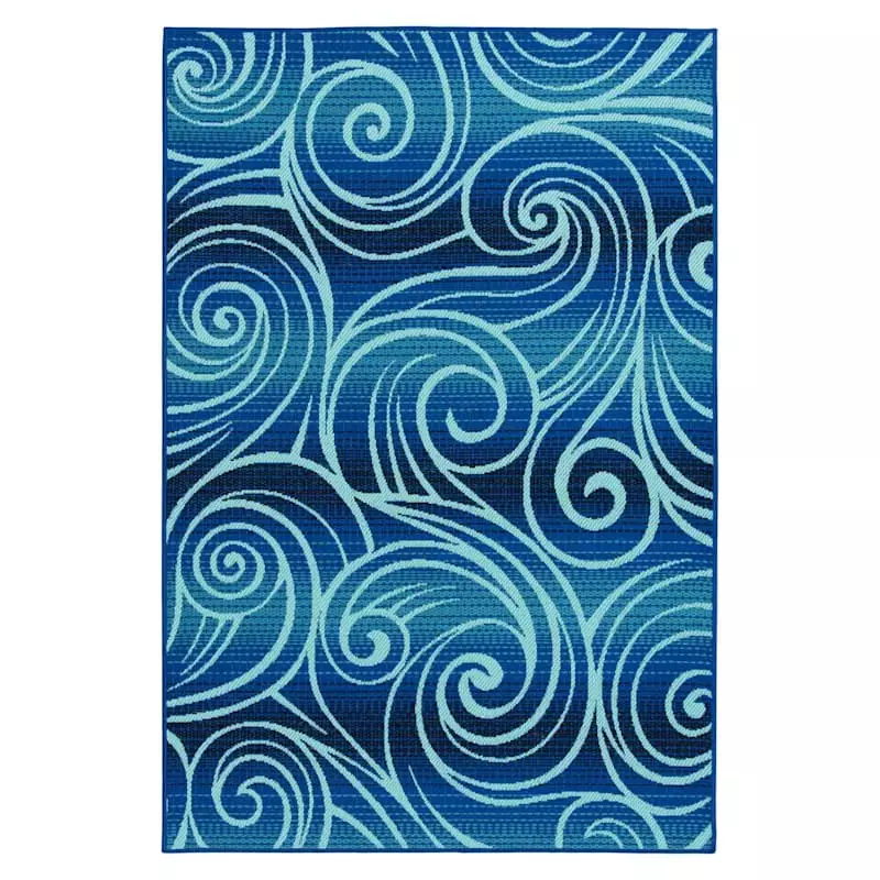 (E442) Scope Blue Wave Outdoor Area Rug, 8x10 3 (E442) Scope Blue Wave Outdoor Area Rug, 8x10