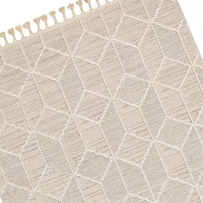 (E465) Found & Fable Soho Beige Tasseled Area Rug, 5x7 4 (E465) Found & Fable Soho Beige Tasseled Area Rug, 5x7 - Image 2