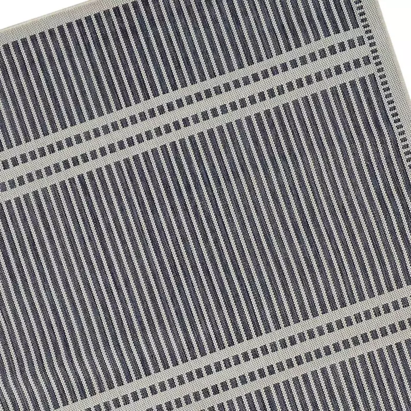 (E467) Honeybloom Terrace Blue Striped Area Rug, 8x10 4 (E467) Honeybloom Terrace Blue Striped Area Rug, 8x10 - Image 2