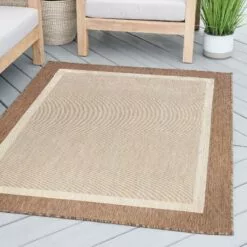 (E484) Sierra Tan Border Outdoor Area Rug, 5x7 -Cosplay Shop e484 sierra tan border outdoor area rug 5x7 8