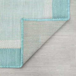 (E486) Sierra Aqua Border Outdoor Area Rug, 5x7 -Cosplay Shop e486 sierra aqua border outdoor area rug 5x7 5