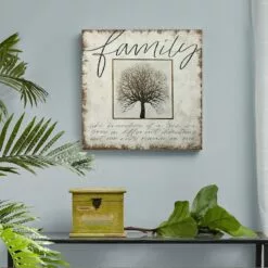 Family Tree Spackled Burlap Canvas Wall Art, 24" -Cosplay Shop family tree spackled burlap canvas wall art 24 1