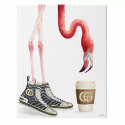 Fashion Flamingo Canvas Wall Art, 12x16