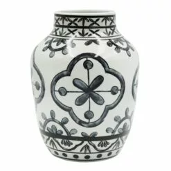 Found & Fable Black & White Porcelain Vase, 11"
