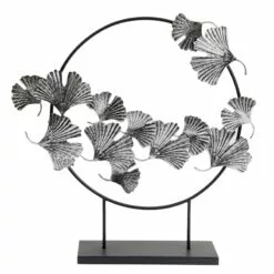 Found & Fable Silver Metal Gingko Leaf Figurine, 24"