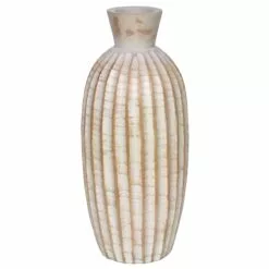 Found & Fable Whitewash Carved Vase, 14"