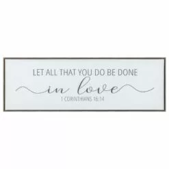 Framed Let All That You Do Be Done In Love Canvas Wall Sign, 36x12