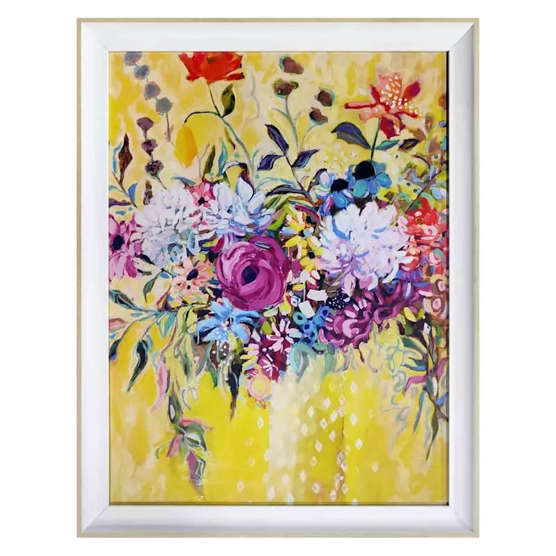 Glass Framed Floral Print Wall Art, 20x26 3 Glass Framed Floral Print Wall Art, 20x26