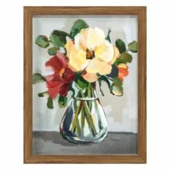 Glass Framed Floral Strokes Print Wall Art, 11x14