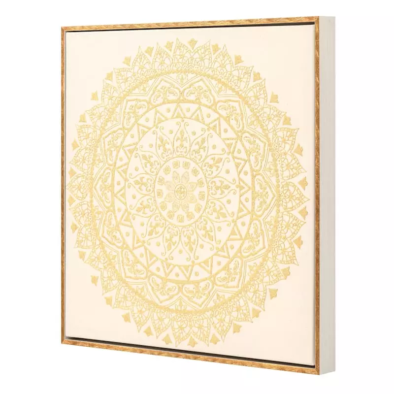 Glass Framed Gold Mandala Wall Art, 18" 4 Glass Framed Gold Mandala Wall Art, 18" - Image 2