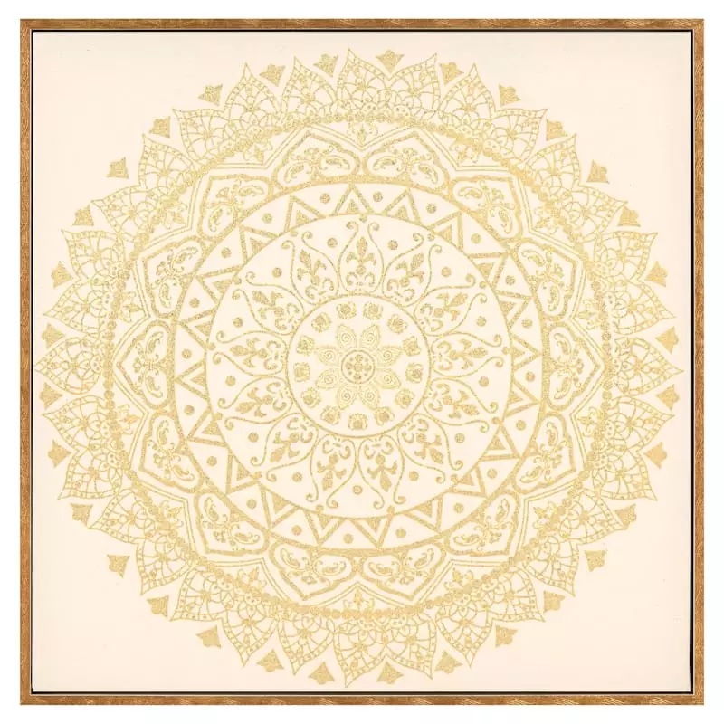 Glass Framed Gold Mandala Wall Art, 18" 3 Glass Framed Gold Mandala Wall Art, 18"