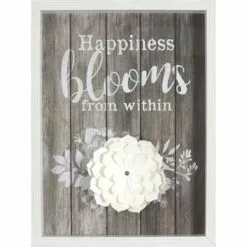 Glass Framed Happiness Blooms From Within 3D Flower Wall Art, 16x22
