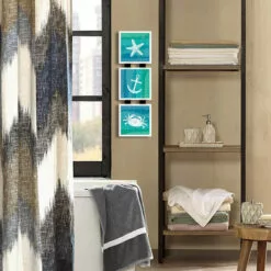 Glass Framed Ombre Ocean 3-Piece Wall Art, 7x23 -Cosplay Shop glass framed ombre ocean 3 piece wall art 7x23 2