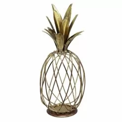 Gold Metal Wire Pineapple Figurine, 11.5"