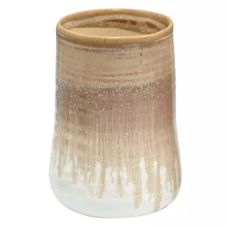 Gold & White Drip Ceramic Vase, 6" 3 Gold & White Drip Ceramic Vase, 6"