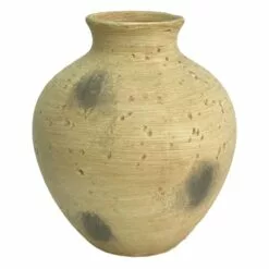 Honeybloom Beige Distressed Ceramic Vase, 7.3"