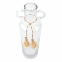 Honeybloom Clear Glass Vase With Tassels, 18" -Cosplay Shop honeybloom clear glass vase with tassels 18 1