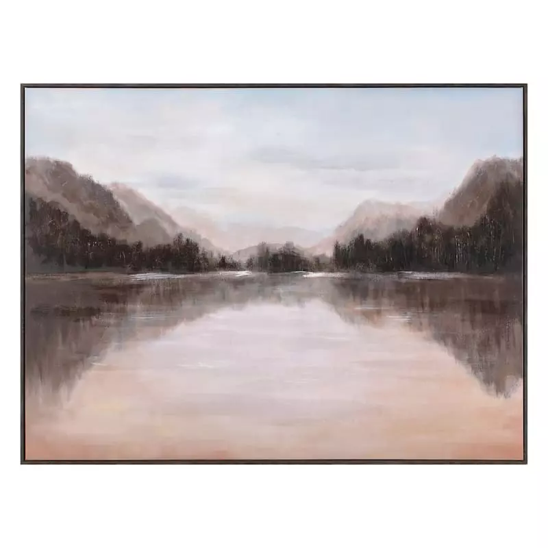 Honeybloom Framed Lake Landscape Canvas Wall Art, 48x36 3 Honeybloom Framed Lake Landscape Canvas Wall Art, 48x36