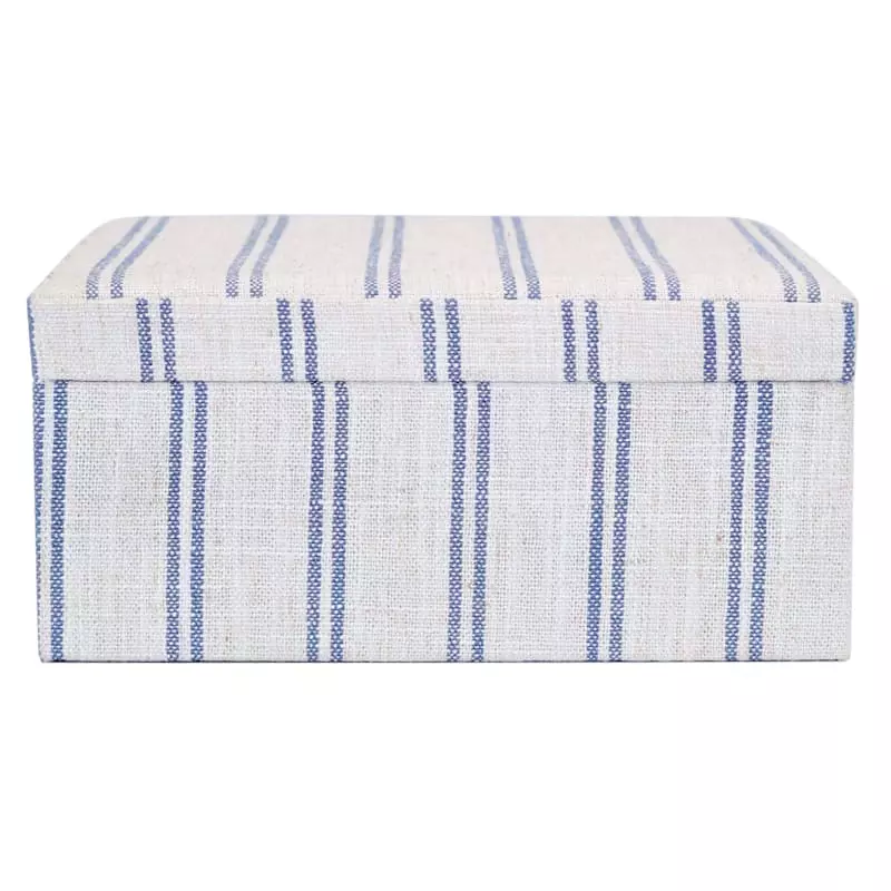Honeybloom Ivory & Blue Striped Decorative Box, 6x5 5 Honeybloom Ivory & Blue Striped Decorative Box, 6x5 - Image 3