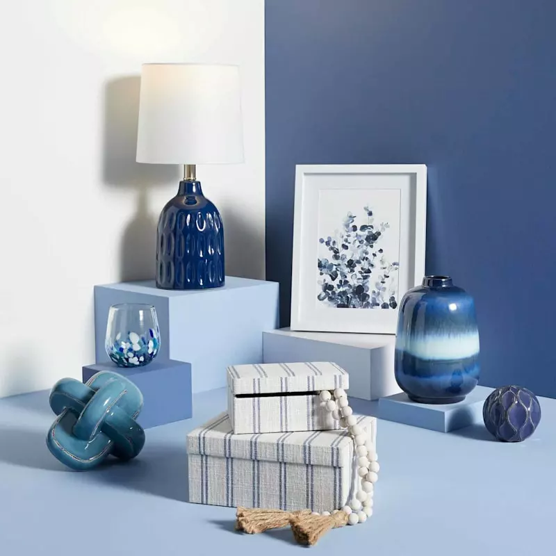 Honeybloom Ivory & Blue Striped Decorative Box, 6x5 8 Honeybloom Ivory & Blue Striped Decorative Box, 6x5 - Image 6