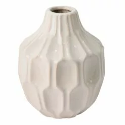 Honeybloom Katherine White Ceramic Vase, 6"