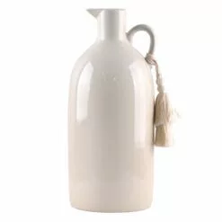 Honeybloom Neutral Ceramic Water Jug Vase, 13"