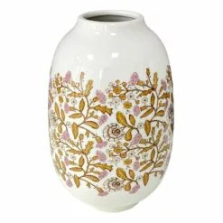 Honeybloom Pink & White Floral Design Vase, 10"