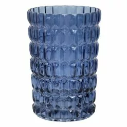 Laila Ali Blue Textured Glass Vase, 8"
