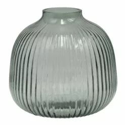 Laila Ali Grey Ribbed Glass Vase, 8x7