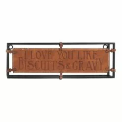 Love Like Biscuits & Gravy Metal & Leather Sign, 14x4