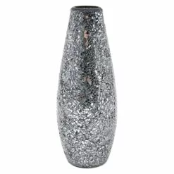 Metallic Mosaic Glass Vase, 12"