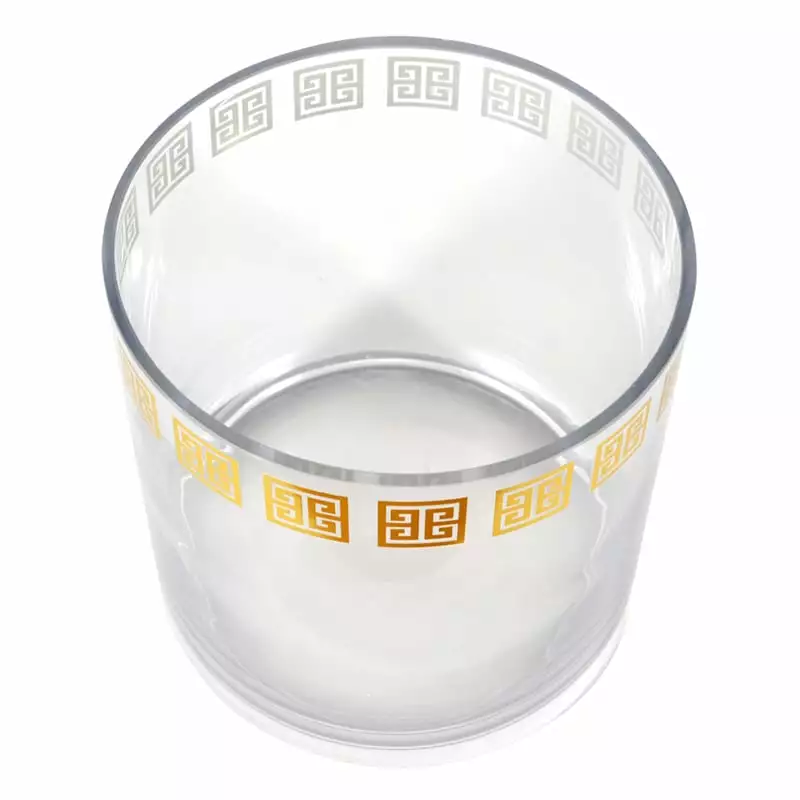 Providence Clear Greek Key Cylinder Glass Vase, Small 4 Providence Clear Greek Key Cylinder Glass Vase, Small - Image 2