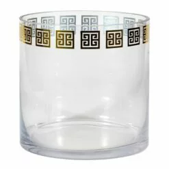 Providence Clear Greek Key Cylinder Glass Vase, Small