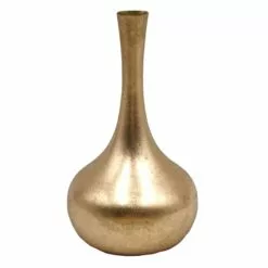 Providence Gold Metal Long Neck Vase, 9"