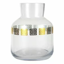 Providence Greek Key Clear Glass Vase, Small