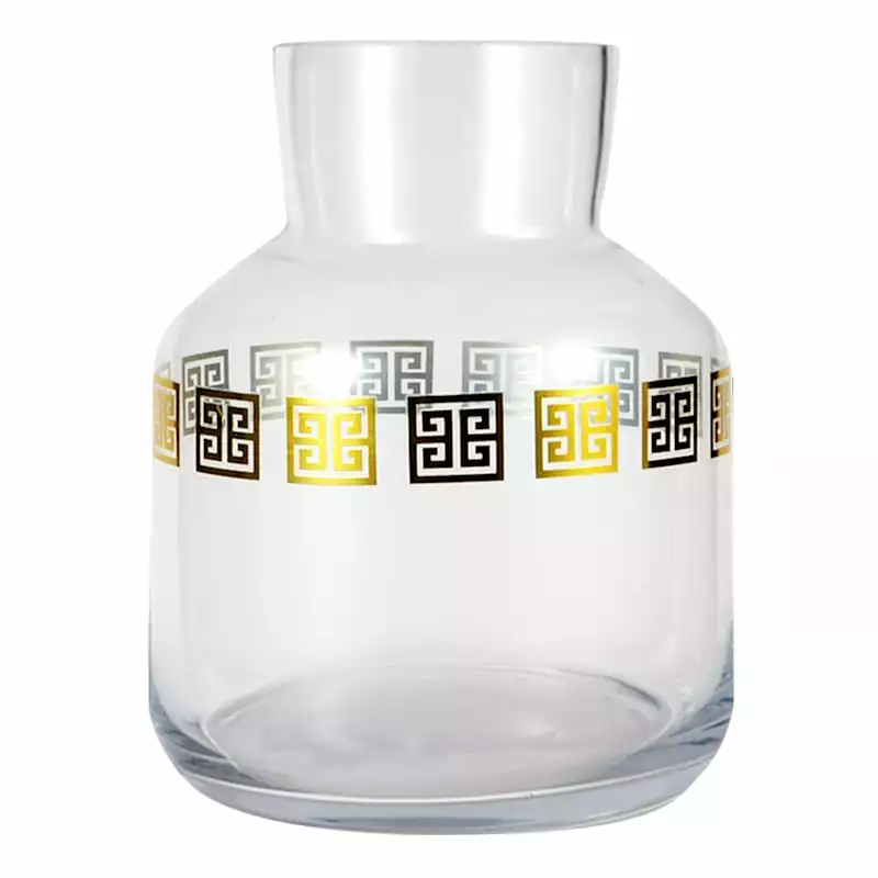 Providence Greek Key Clear Glass Vase, Small 3 Providence Greek Key Clear Glass Vase, Small