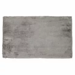 Silver Faux Rabbit Fur Shag Accent Rug, 27x45
