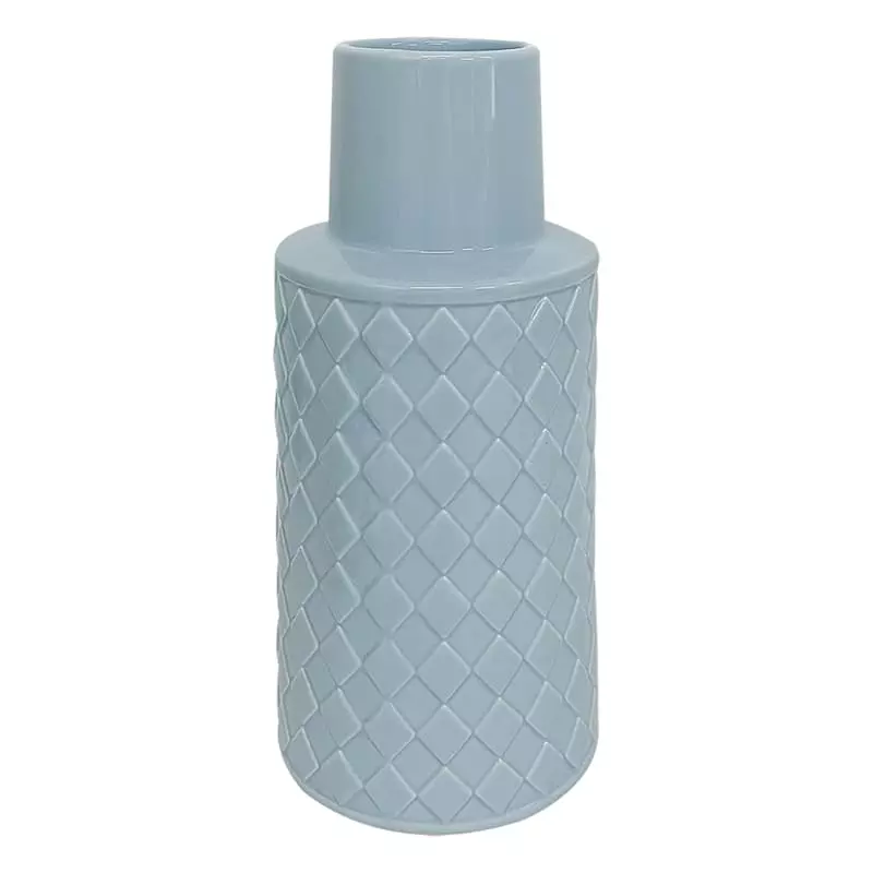 Tracey Boyd Blue Ceramic Vase, 9" 3 Tracey Boyd Blue Ceramic Vase, 9"